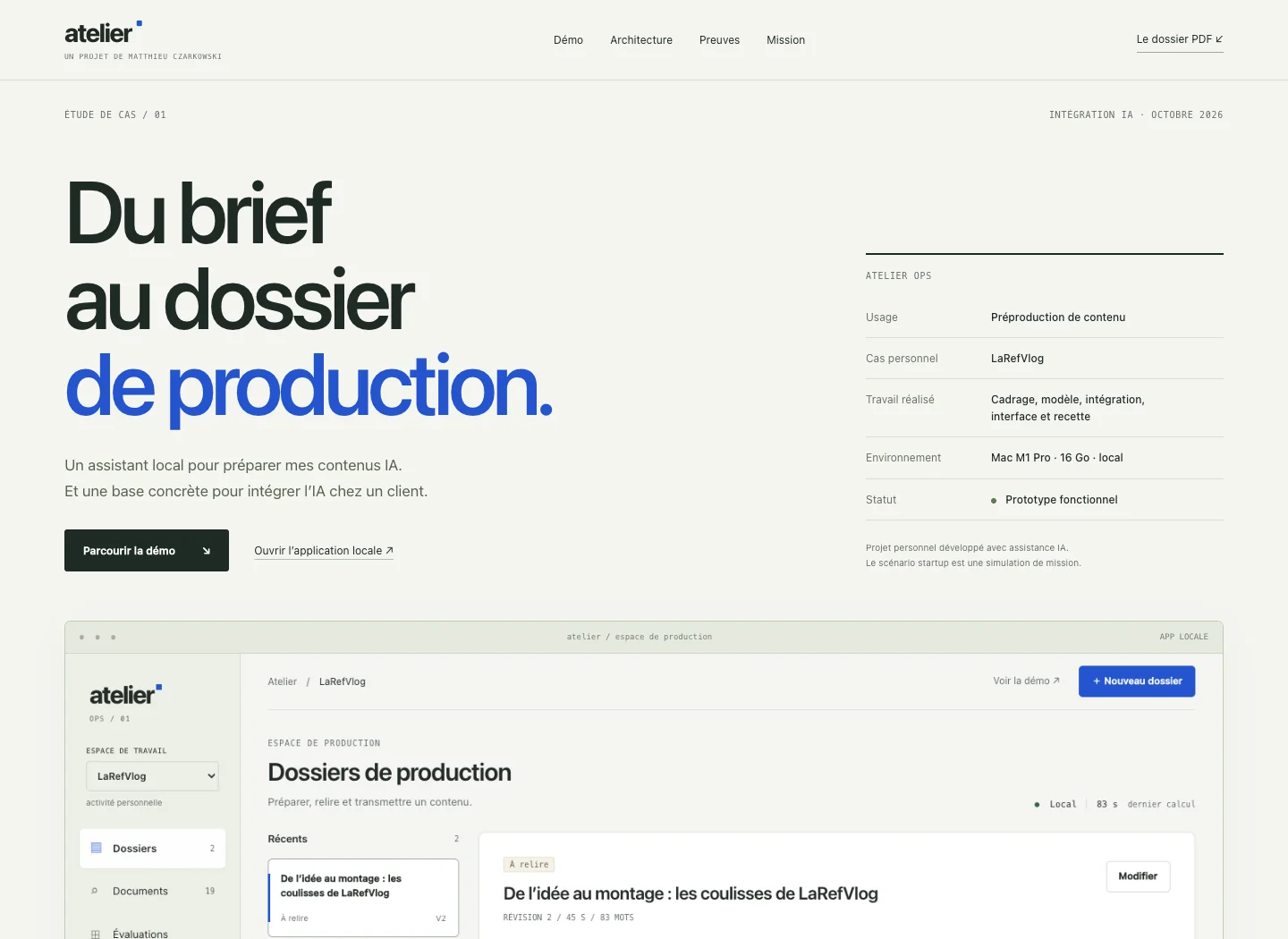 Présentation interactive du projet.