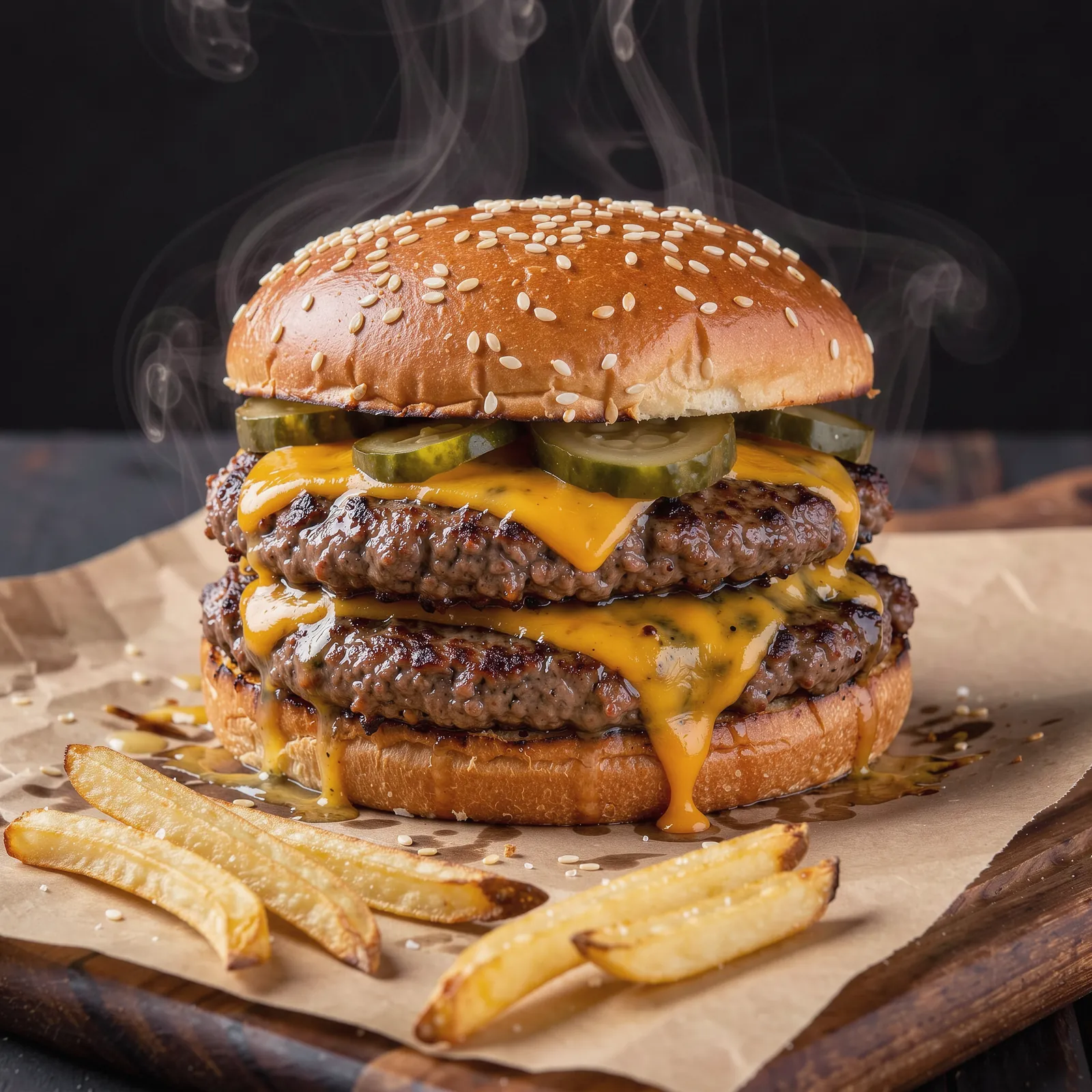 Packshot burger pour une enseigne.