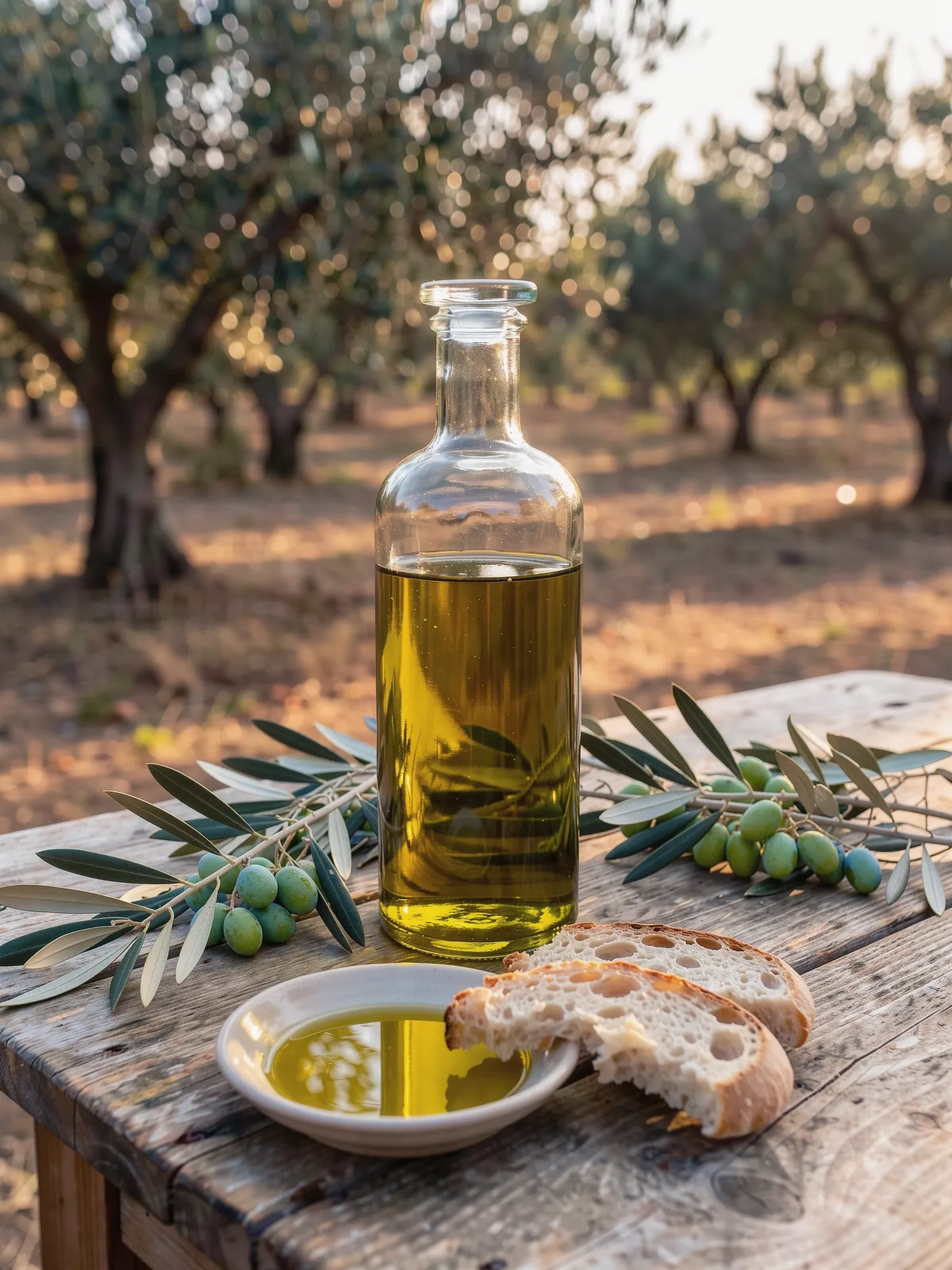Huile d’olive dans l’oliveraie.