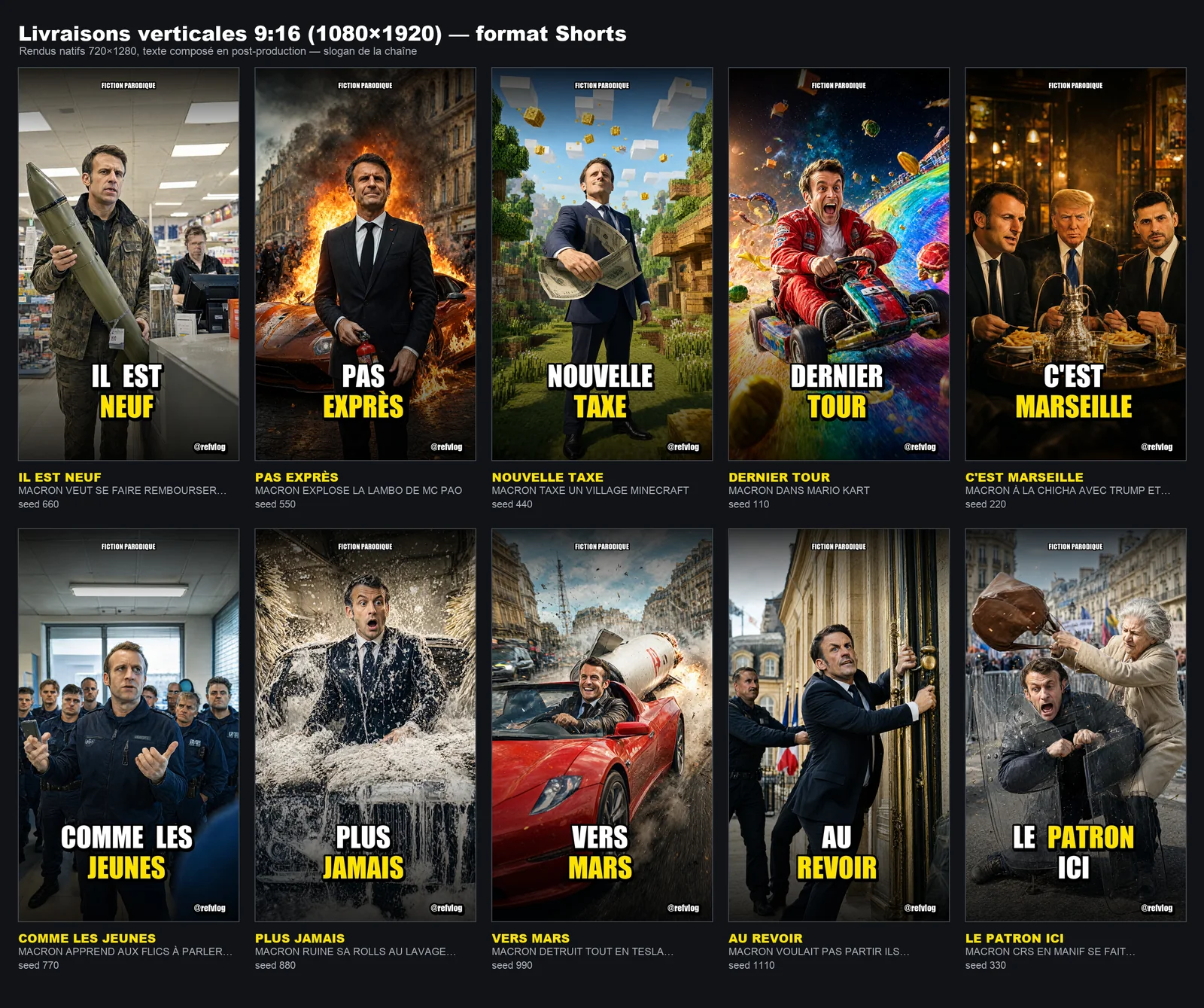 Les dix masters verticaux 1080×1920 pour les surfaces Shorts.