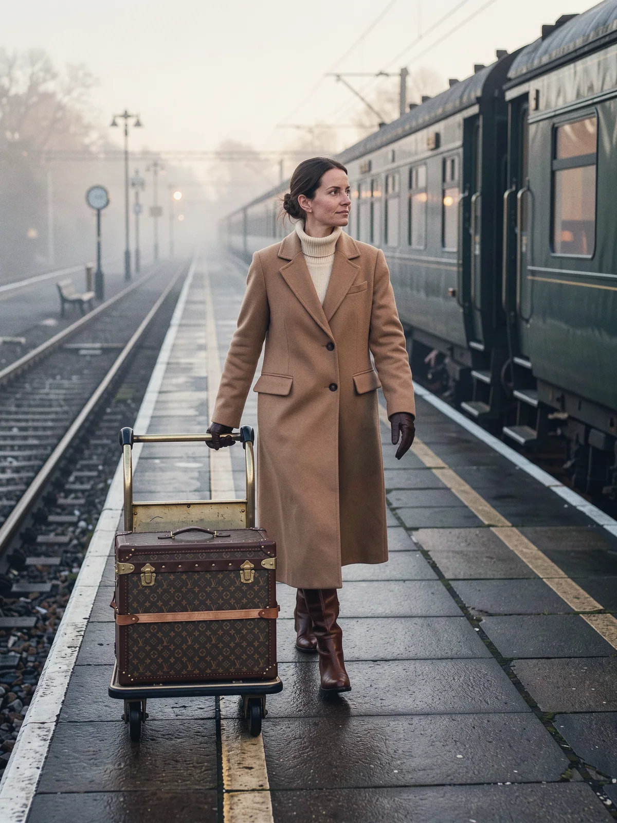 La voyageuse, manteau camel.