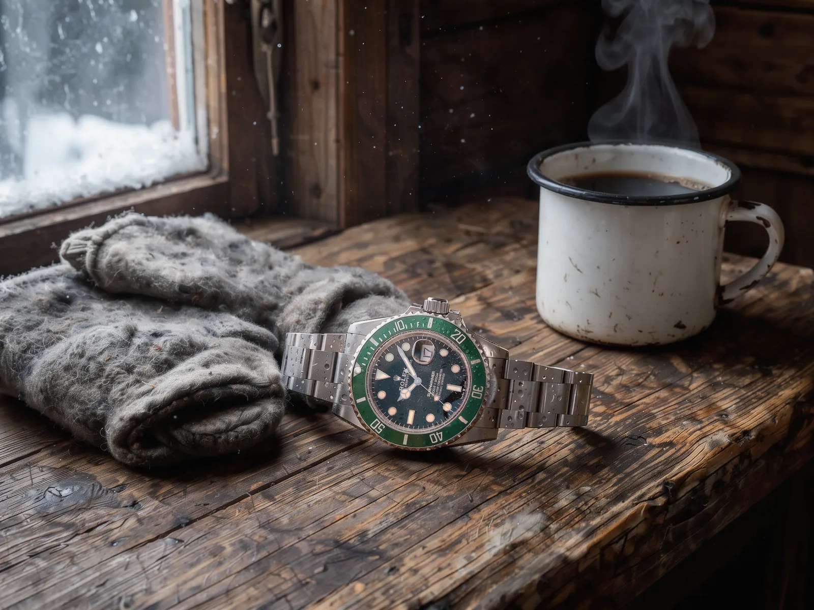 Au refuge, les gants, le café.